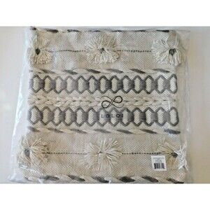 LOLOI Textured Blend Pillow Cover Zip Natural / Grey 18x18 New